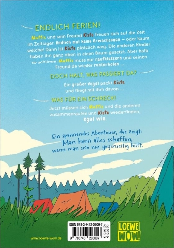 Buchcover und Innenansicht für das Buch: Mattis und Kiste (Band 1) - Abenteuer im Ferienlager
