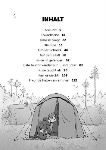 Buchcover und Innenansicht für das Buch: Mattis und Kiste (Band 1) - Abenteuer im Ferienlager