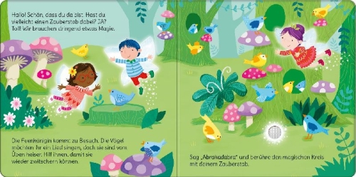 Buchcover und Innenansicht für das Buch: Mein Zauberstab-Klangbuch: Im Feenland