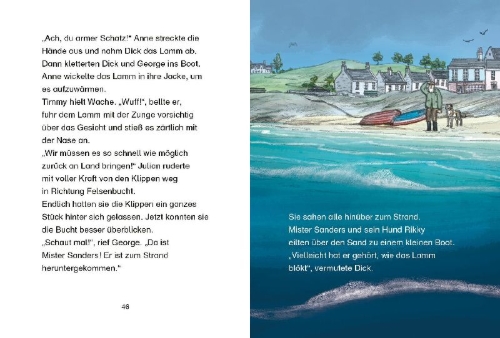 Buchcover und Innenansicht für das Buch: Fünf Freunde JUNIOR - Gefahr auf den Klippen