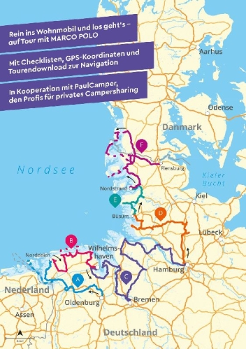 Buchcover und Innenansicht für das Buch: MARCO POLO Camper Guide Deutsche Nordseeküste