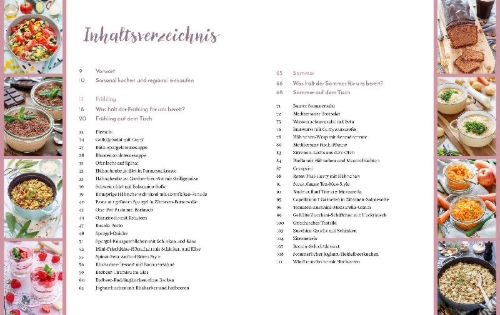 Buchcover und Innenansicht für das Buch: Emmi kocht einfach: 85 Rezepte für das ganze Jahr