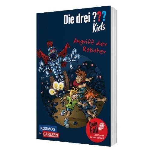 Buchcover und Innenansicht für das Buch: Die drei ??? Kids Dein Fall: Angriff der Roboter