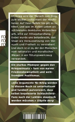 Buchcover und Innenansicht für das Buch: Warum ich niemals für mein Land kämpfen würde