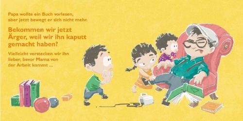 Buchcover und Innenansicht für das Buch: Papa ist kaputt
