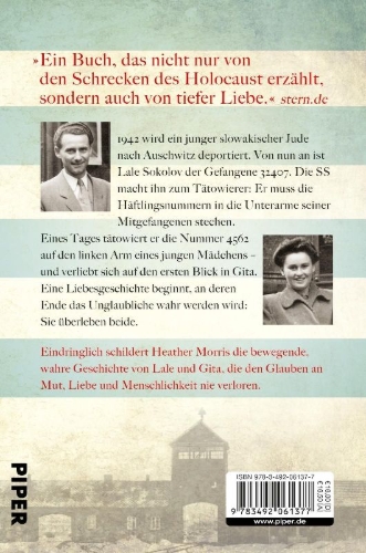 Buchcover und Innenansicht für das Buch: The Tattooist of Auschwitz