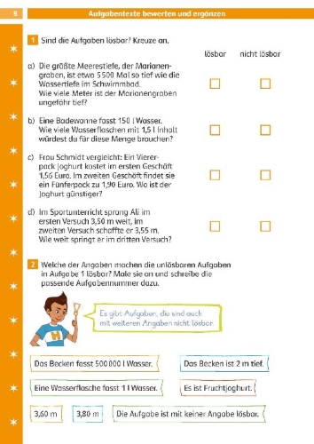 Buchcover und Innenansicht für das Buch: Die Mathe-Helden. Textaufgaben/Sachaufgaben 4. Klasse