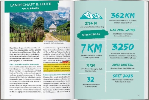 Buchcover und Innenansicht für das Buch: MARCO POLO OUTDOOR GUIDE Reiseführer Albanien