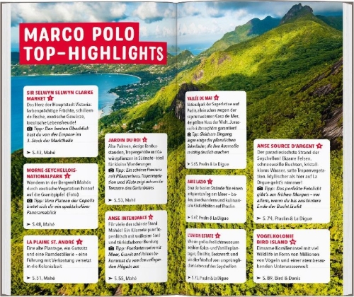 Buchcover und Innenansicht für das Buch: MARCO POLO Reiseführer Seychellen