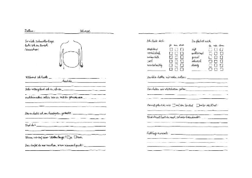 Buchcover und Innenansicht für das Buch: Tagebuch für Paare. Zum Ankreuzen und Ausfüllen und Malen