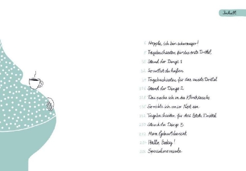 Buchcover und Innenansicht für das Buch: Tagebuch - Meine Schwangerschaft