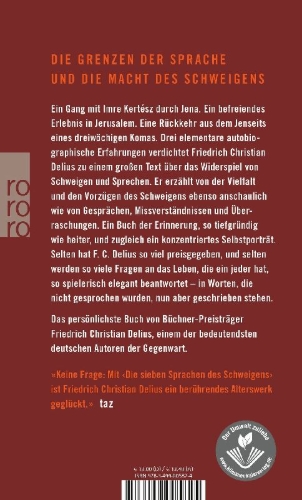 Buchcover und Innenansicht für das Buch: Die sieben Sprachen des Schweigens
