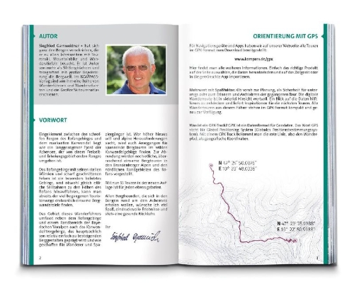 Buchcover und Innenansicht für das Buch: KOMPASS Wanderführer Achensee, Karwendel, Brandenberger Alpen, Rofan, 55 Touren mit Extra-Tourenkarte