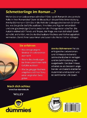 Buchcover und Innenansicht für das Buch: Liebesromane schreiben für Dummies