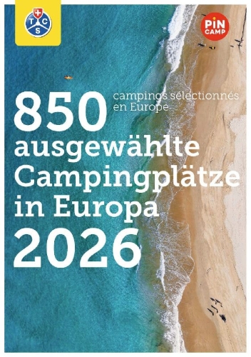 Buchcover und Innenansicht für das Buch: Hallwag TCS Campingführer Schweiz - Europa 2026