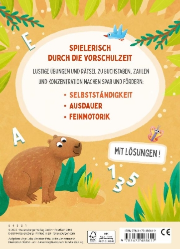 Buchcover und Innenansicht für das Buch: Mein Vorschulblock: Buchstaben, Zahlen, Konzentration