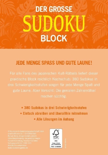 Buchcover und Innenansicht für das Buch: Der große Sudoku Block Band 10