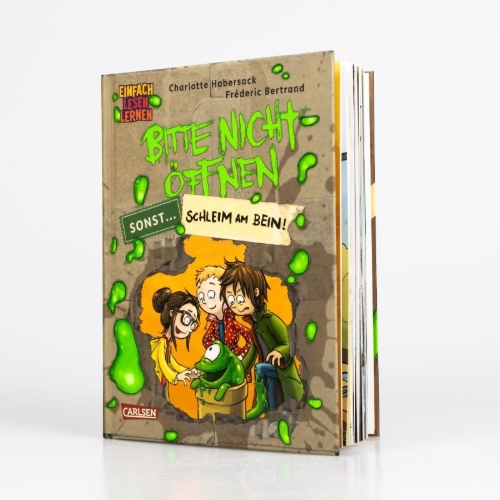 Buchcover und Innenansicht für das Buch: Bitte nicht öffnen, sonst ... 2: Schleim am Bein!