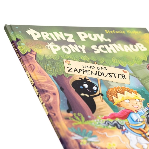 Buchcover und Innenansicht für das Buch: Prinz Puk, Pony Schnaub und das Zappenduster