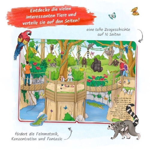 Buchcover und Innenansicht für das Buch: Trötsch Puzzlebuch Spielbuch Im Zoo