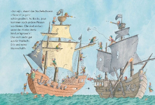 Buchcover und Innenansicht für das Buch: Der kleine Drache Kokosnuss - Abenteuer & Wissen - Die Piraten
