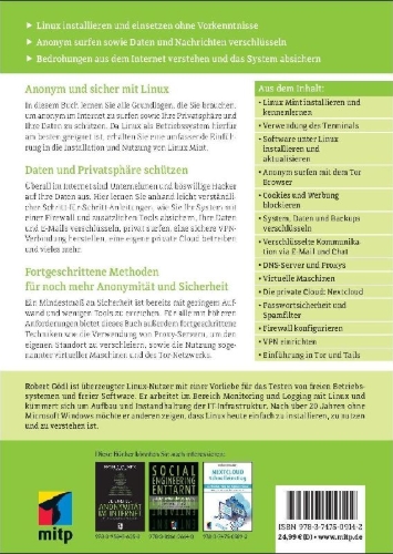 Buchcover und Innenansicht für das Buch: Anonym & sicher im Internet mit Linux