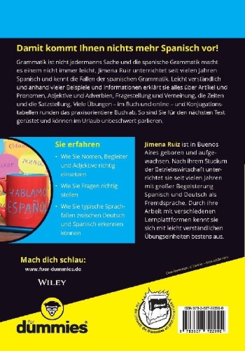 Buchcover und Innenansicht für das Buch: Spanische Grammatik für Dummies