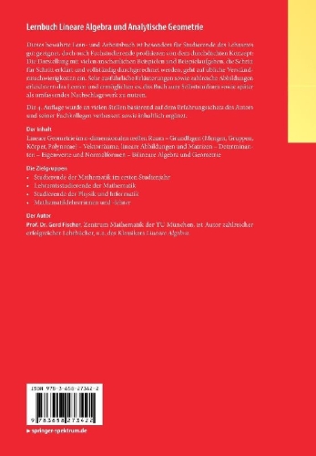 Buchcover und Innenansicht für das Buch: Lernbuch Lineare Algebra und Analytische Geometrie