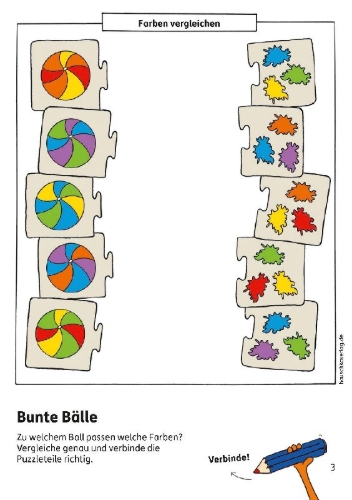 Buchcover und Innenansicht für das Buch: Kindergartenblock ab 4 Jahre - Kombinieren, rätseln, Fehler finden