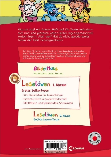 Buchcover und Innenansicht für das Buch: Leselöwen 1. Klasse - Ein Kobold im Klassenzimmer