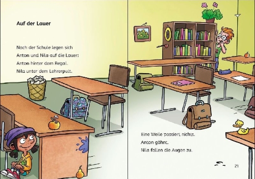 Buchcover und Innenansicht für das Buch: Leselöwen 1. Klasse - Ein Kobold im Klassenzimmer