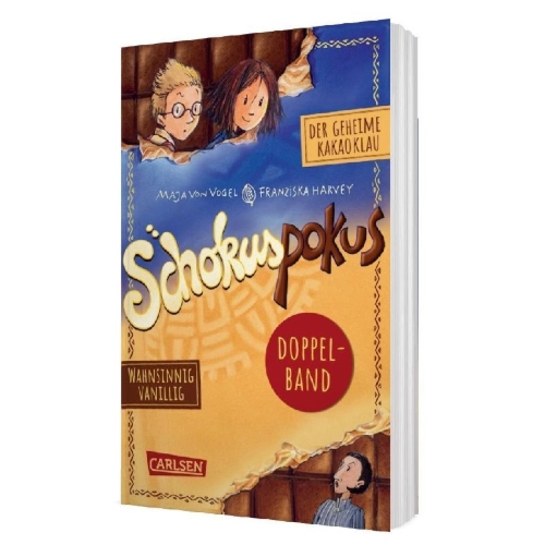 Buchcover und Innenansicht für das Buch: Schokuspokus: Doppelband. Enthält die Bände: Der geheime Kakaoklau (Band 1), Wahnsinnig vanillig (Band 2)