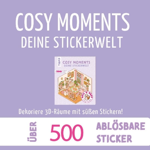 Buchcover und Innenansicht für das Buch: Cute 'n' Cozy Sticker Therapy