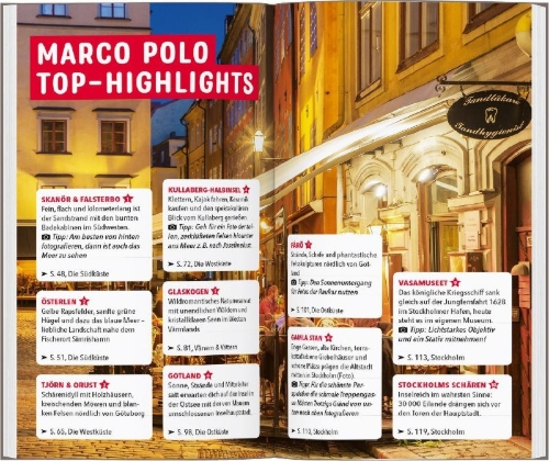 Buchcover und Innenansicht für das Buch: MARCO POLO Reiseführer Südschweden, Stockholm