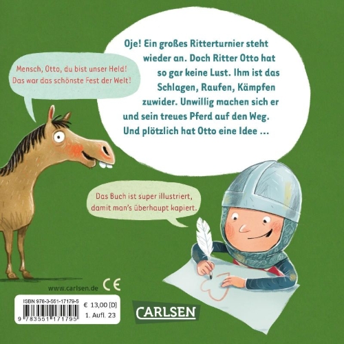 Buchcover und Innenansicht für das Buch: Ritter Otto will nicht kämpfen