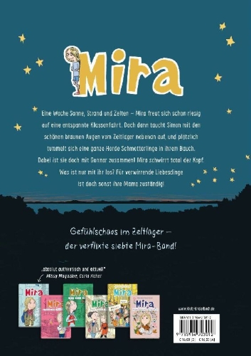 Buchcover und Innenansicht für das Buch: Mira #sommer #kærester #telttur