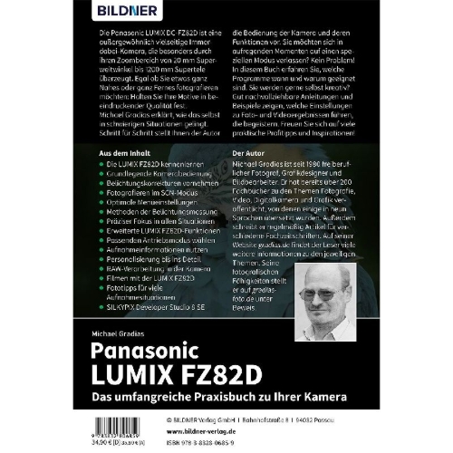 Buchcover und Innenansicht für das Buch: Panasonic LUMIX FZ82D - Das umfangreiche Praxisbuch zu Ihrer Kamera