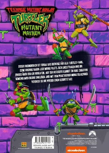 Buchcover und Innenansicht für das Buch: Teenage Mutant Ninja Turtles: Mutant Mayhem - Meine Freunde