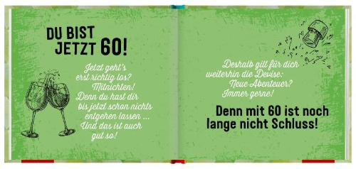 Buchcover und Innenansicht für das Buch: 60 werden ist wahnsinnig berauschend!