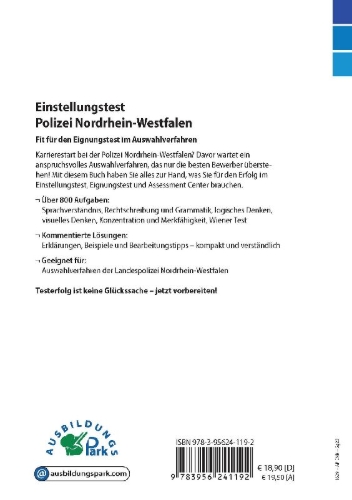 Buchcover und Innenansicht für das Buch: Einstellungstest Polizei NRW