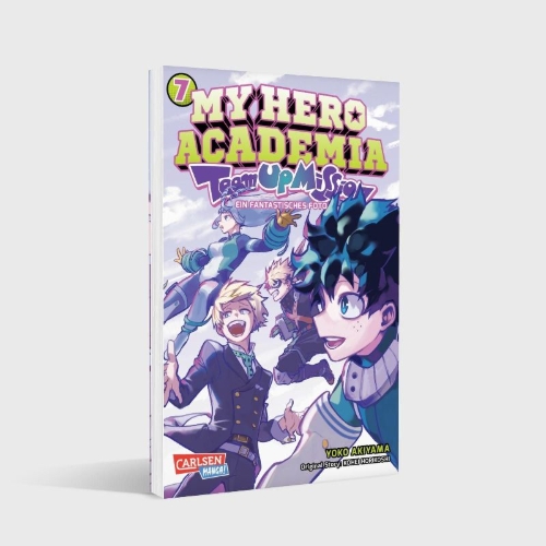 Buchcover und Innenansicht für das Buch: Boku no Hero Academia: Team Up Mission