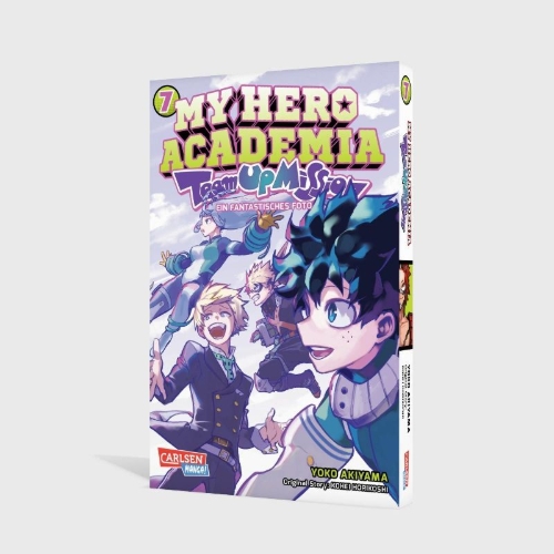 Buchcover und Innenansicht für das Buch: Boku no Hero Academia: Team Up Mission