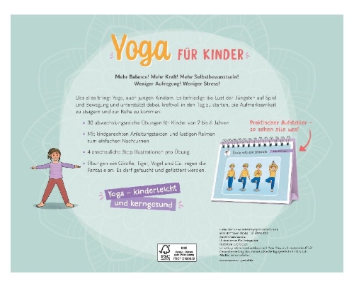 Buchcover und Innenansicht für das Buch: Yoga für Kinder - 30 einfache Übungen für Kinder von 2 bis 6 Jahren