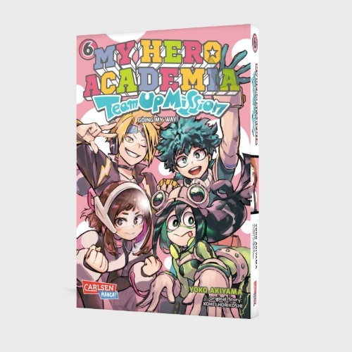 Buchcover und Innenansicht für das Buch: Boku no Hero Academia: Team Up Mission