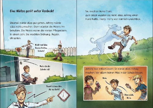 Buchcover und Innenansicht für das Buch: Leselöwen 3. Klasse - Dem Autoknacker auf der Spur