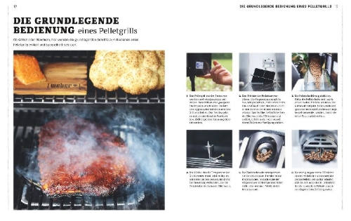 Buchcover und Innenansicht für das Buch: Weber's Pelletgrillbibel