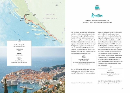 Buchcover und Innenansicht für das Buch: On the Road Mit dem Campervan durch Europa