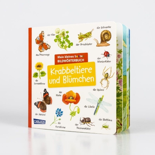 Buchcover und Innenansicht für das Buch: Mein kleines buntes Bildwörterbuch: Krabbeltiere und Blümchen