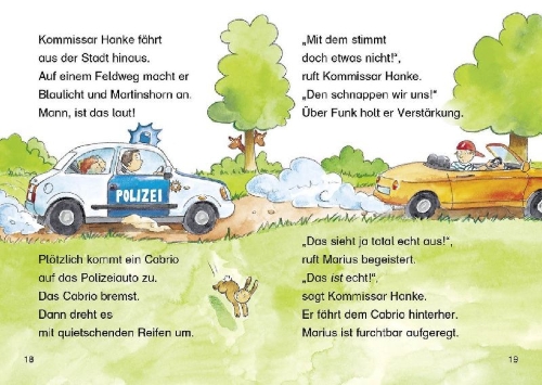 Buchcover und Innenansicht für das Buch: Leselöwen - Die besten Polizeigeschichten für Erstleser
