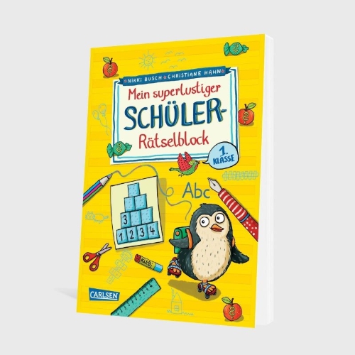 Buchcover und Innenansicht für das Buch: Mein superlustiger Schüler-Rätselblock